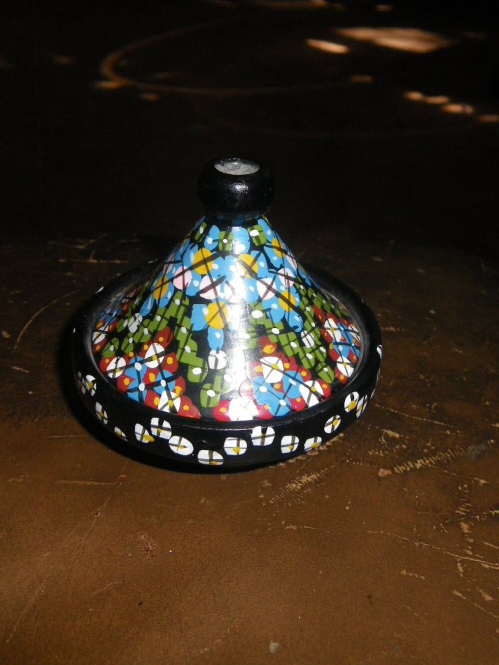 Vintage Miniature Earthenware Hand Painted Jewelry Trinket Knickknack Box